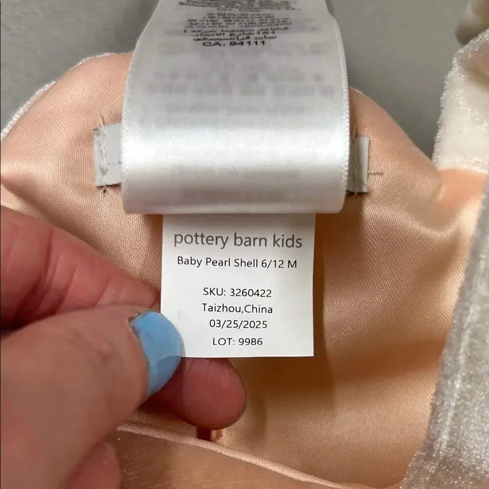 Pottery Barn Kids Baby Royal Pearl Blush Pink Bodysuit & Headband 6-12 Month NWT